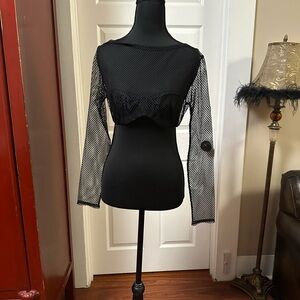 Urban Outfitters Black Asymmetrical Fitted Crop Top